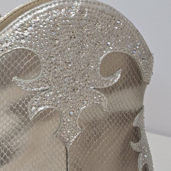 NEW Ankle Boots Jessica Simpson Champagne Embellished GLITTR Western Women Sz 7M - Picture 4 of 10